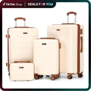 AAIVV 4 Piece Expandable Luggage Sets, ABS Travel Suitcase Set with Double Spinner Wheels, TSA Lock Hardshell Durable Traveling Bag Luggage Sets (13/20/26/28in) Gift for Back to School
